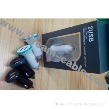Dual Mini USB Bullet Car Charger for Smartphones with Retail Pack